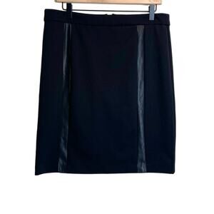 Carmen Marc Valvo Black Mini Skirt Ponte Faux Leather Accent Work Office 12